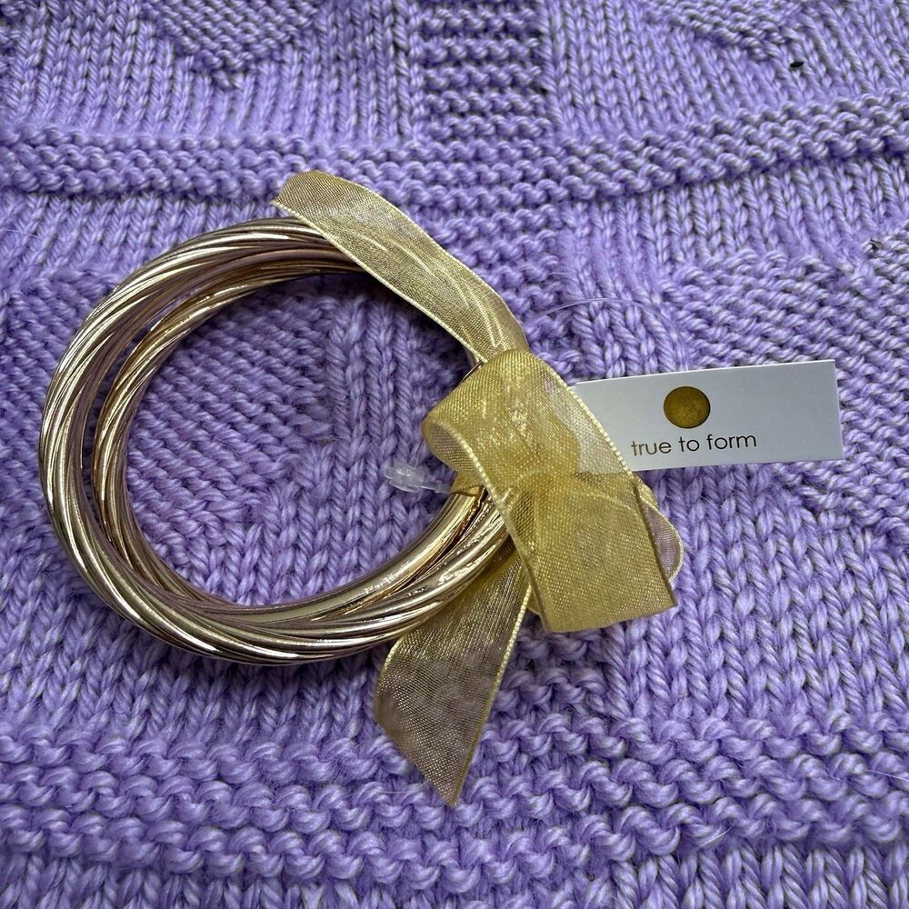 True To Form Set If 3 Goldtone Bangle Bracelets New Gift New
